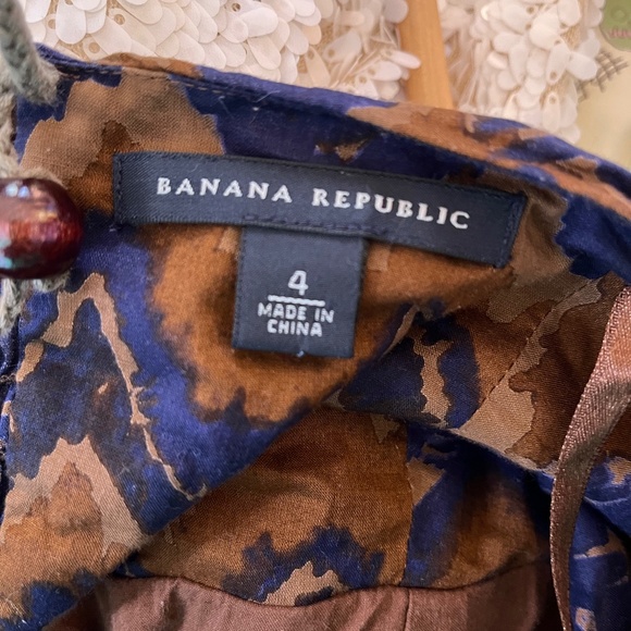 Banana Republic 2000's Midi Dress Brown Sleeveless Boho Flowy Size 4 - Picture 8 of 10